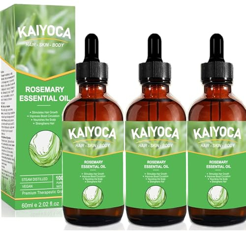 KAIYOCA Rosemary Essential Oil for Scalp Care, Nourishing Hair Oil, 3 Pack | Rosemary Oil With Scalp Nourishing Formula For Dry Hair Care, Eyebrow, Beard And Skin Moisturising Use