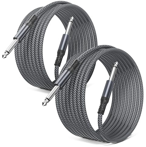 Elebase Guitar Lead 2M 2Pack,1/4 inch TS Mono Guitar Cable | 6.35mm Guitar Instrument Cord,Quarter inch Jack to Jack Audio Wire Line for Electric Bass,Keyboard,Amplifiers,Pedals,Amp
