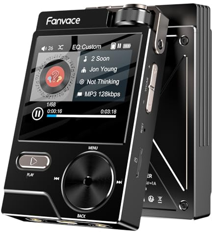 Lettore MP3 Hi-Fi, lettore musicale audio digitale DSD ad alta risoluzione senza perdita di dati, lettore audio DAC-FLAC portatile, 192 kHz/24 bit, lettore audio portatile con 64 GB (Black)