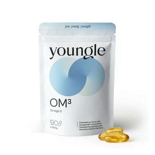 Youngle rTG Omega 3 Kapseln Hochdosiert - 1500mg EPA & 750mg DHA pro Tagesdosiss - l rTG mit EPA & DHA - Omega 3 Kapseln hochdosiert, Prävention & Longevity