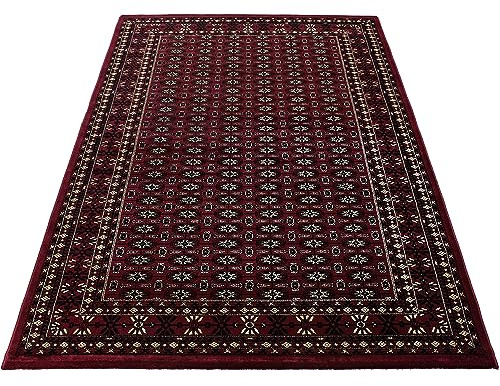 KADIMA DESIGN Kurzflorteppich Orientalisches Muster Pflegeleicht Waschbar Strapazierfähig Rot 200x290 cm Wohnzimmer Schlafzimmer Fußbodenheizung geeignet Schadstoffgeprüft Oeko-TEX | ALETSCH