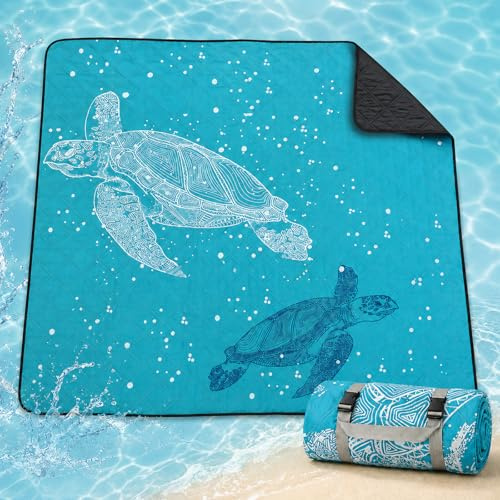 Stranddecke Wasserdicht Picknickdecke 200x200 cm - Strandmatte Gepolstert | XXL Sandfrei Tragbare Waschbar Strandmatte Faltbar Decke Outdoor Isoliert Strandmuschel Zubehör für Picknick, Camping, Strand