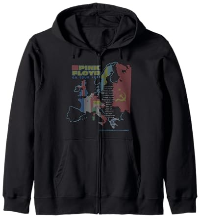 Pink Floyd On Tour 1989 Europe Map Cities Zip Hoodie