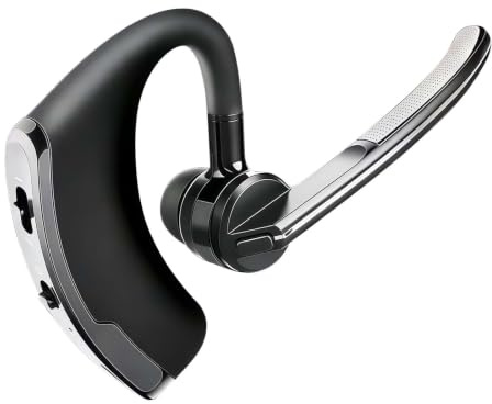IKHPHE Bluetooth Headset V5.3, Bluetooth Earpiece Handsfree with Dual ENC Mic Noise Cancelling Single Headset Wireless Earpiece for Driving/Business/Office with Android i-O-S Laptop