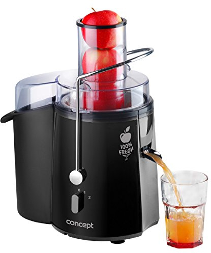 Concept Elettrodomestici LO7027 Centrifuga Fresh con Imboccatura, 1000 Watts 1 litri, Stainless Steel, Nero