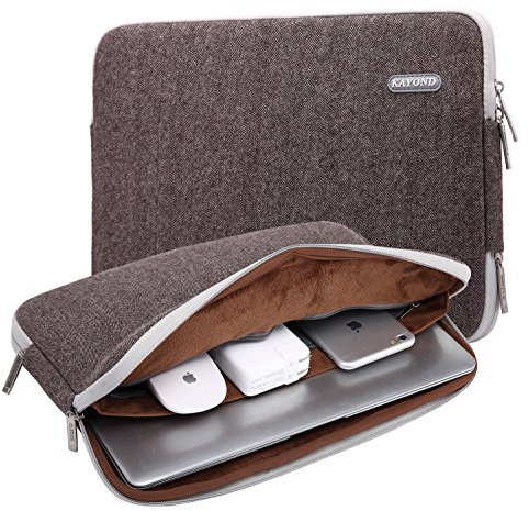 KAYOND Herringbone Woollen Water-resistant for 15.6-17 Inch Laptop Sleeve Case Bag (17 inch, Grey)