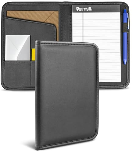 Samsill Porte-documents professionnel Junior - Mini bloc-notes de 12,7 x 20,3 cm - Noir