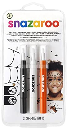 Snazaroo Brush Pens, Halloween Pack of 3, Safe and Non-Toxic, Precision Brush Nib, for Ages 3+,