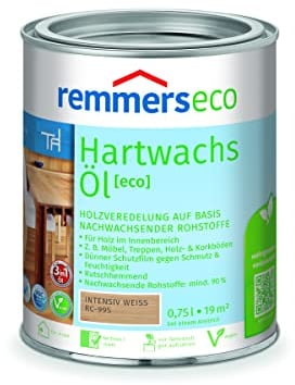 Remmers Hartwachs-Öl [eco] intensiv-weiß, 0,75 Liter, für innen, natürliche Basis, 3in1: Beize, Öl und Versiegelung in einem, rutschhemmend, vegan