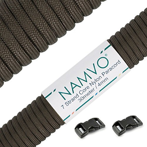 Namvo 550 Paracord Mil Spec Typ III 7 Strang Fallschirm Schnur Gesamtlänge 100ft / 30 Meter - Olivgrün