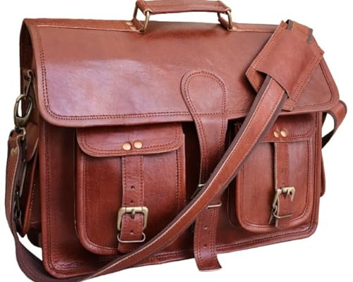 american blue echtes leder umhängetasche laptop aktentasche arbeit schulter crossbody koffer handtasche für männer (15X11X4 Länge X Höhe X Breite)