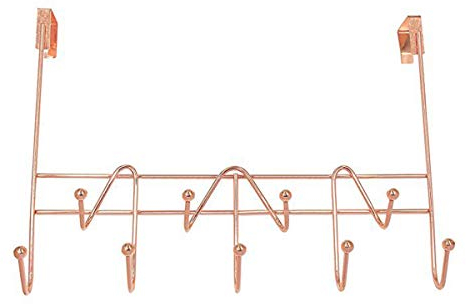 TentHome Türgarderobe zum Einhängen 9 Garderobenhaken für die Tür Garderobenleiste Garderobe Türhaken Türhängeleiste Metall, Rosegold