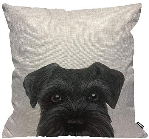 HGOD DESIGNS Kissenbezug, Motiv: schwarzer Schnauzer, originelles Gemälde, Hund, Welpe, Überwurf-Kissenbezug, Heimdekoration für Männer/Frauen, Wohnzimmer, Schlafzimmer, Sofa, Stuhl, 45 x 45 cm