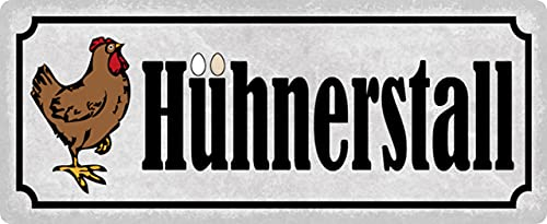 Metall Schild 27x10cm Hühnerstall Huhn Ei Hühner Sprüche Blechschild