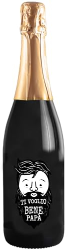 Bottiglia di Prosecco DOC personalizzato per lui - Idea regalo esclusiva e originale per uomo, festa del Papà, festa del Nonno, nuova nascita, compleanno e Natale. (0,75L, Ti voglio bene papà)