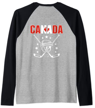 Canada Ice Hockey Fans Jersey Kanadische Flagge Hockeyschläger Raglan