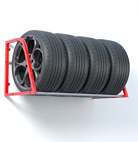 LVLONG Reifenregal Wandmontiertes Reifenregal für Garagenwerkstattkeller, Schwerlast-Reifenregal mit Beschlägen, 127 cm Felgenreifenhalter