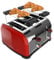 Cecotec Vertikaler Toaster Toastin' time 1700 Double Red, 1700W, Doppelter kurzer und breiter Schlitz 3,8 cm, Obere Stäbe, Edelstahl, Automatische Abschaltung und Pop-up-Funktion, Krümelablage
