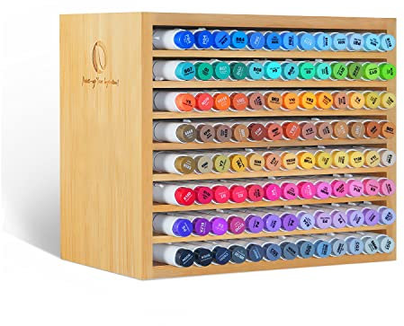 Ohuhu Bamboo Marker Organizer, Desktop Storage Hold 126 Markers of Honolulu Oahu Series, Pens Pencils Markers Storage Stationary with 18 Compartments for Home Classroom Office Decor