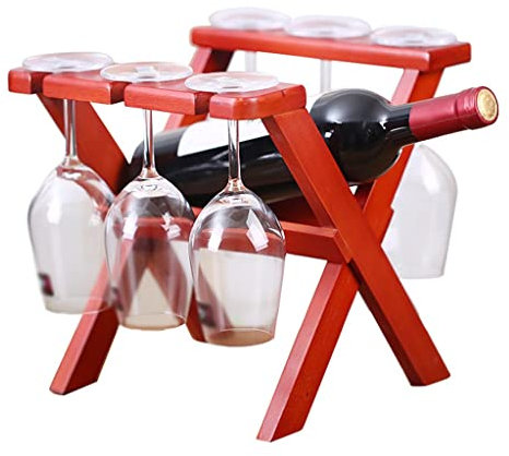 JGATW Casier à Bouteilles Porte-vin de vin de vin de vin de comptoir Titulaire de Bouteille de vin en Bois, tenez 1 Bouteilles de vin et 6 Verres Casier à Vin