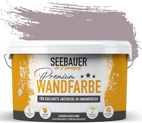 SEEBAUER diy Wandfarbe Lila 2,5L für Innen (No. 930 Purple Blossom) Edelmatte lila Innenfarbe - Violetttöne sehr hohe Deckkraft - Matt, Abwaschbar und Tropffrei