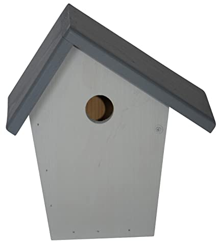 Dehner Natura Premium Wildvogel Nistkasten Airin, Vogelhaus / Vogelnistkasten für Wildvögel, robust, ca. 23.5 x 25 x 16.5 cm, aus FSC - zertifiziertem Kiefernholz, grau