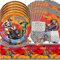 Doyomtoy Racing Car Party Supplies for Boys 61 Stück Dirt Bike Dekorationen Teller Set Enthält Teller, Tassen, Servietten und Tischdecken,Dirt Bike Motocross Motorrad Geschirr für Kinder