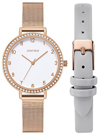 KIMOMT Montres Femmes Bracelet en Cuir Montres à Quartz de Luxe étanche Mode Montre-Bracelet créative pour Femmes Filles Dames (Or Rose-2 Ceintures)