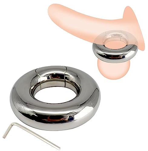 Jinqian 420g Extra Schwer Dicker Hodenring Ballstretcher Edelstahl Hodengewicht Hoden Strecker Heavy Duty Cock Sack Anhänger Ring Metall Penisring Cockring CBT Bondage Sexspielzeug für Männer, Silber