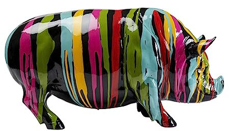 Kare Design Deko Figur Pig Holi, Mehrfarbig, Sdchwein, Polyresin, Unikat, Handbemalt, 22x43x17cm (H/B/T)