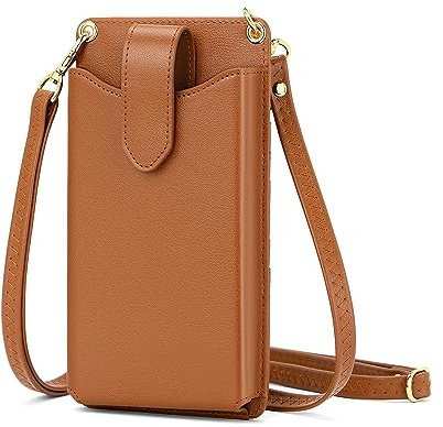 Peacocktion Handytasche zum Umhängen Damen, Kleine Handy Umhängetasche mit Kartensteckplatz, Handy Tasche zum UmhäNgen mit Verstellbare Träger Braun