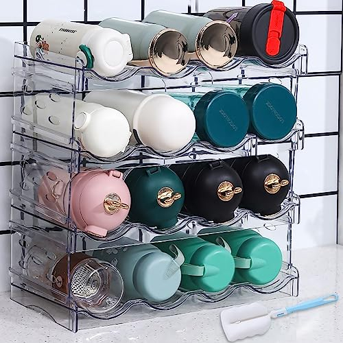 Aisny Ensemble De 4 Porte-Bouteilles, Casier À Vin Empilable, Meuble Organisateur De Bouteilles, Rangement De Bouteilles, Porte-Bouteille d'eau, Porte-Bouteille en Plastique pour Cuisines