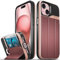 VENA vCommute for iPhone 15 Wallet Case, [Military Grade Drop Protection] Flip Leather Cover Slot Card Holder with Kickstand - Red