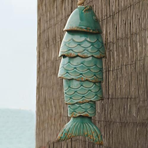 TITA-DONG Farbiges Koi-Fisch-Windspiel - Kreatives Metall-Garten-Ornament im Used-Look für Den Außenbereich, Heimdekoration (Grün)
