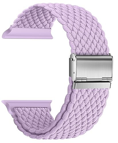 Nepfaivy Bracelet en Nylon Compatible avec Apple Watch 42mm 41mm 40mm 38mm Femme Homme, Bracelet Elastique Sport de Remplacement Réglable pour watch SE/10/9/8/7/6/5/4/3/2/1, Violet