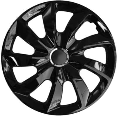 Luckyberg Radkappen 14 Zoll Stig | Radzierblenden 4er-Set für die meisten Automarken und Stahlfelgen, Zierkappen in vielen Farben. Felgenabdeckung für Autofelgen. (14 - SCHWARZ LACKIERT)