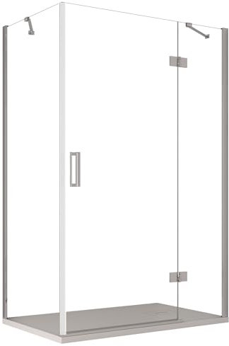 Cabine de douche à deux côtés fixes avec porte battante sans profils 8mm h195 REGINA - 80 x 120