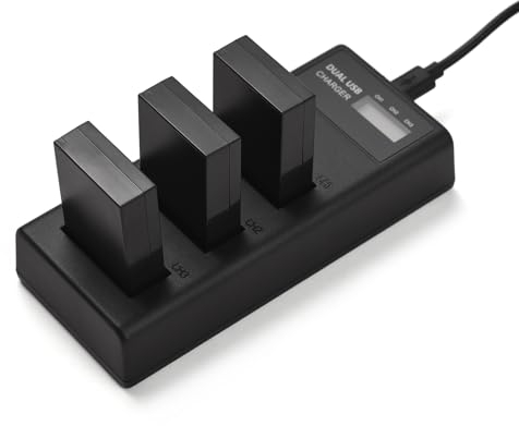 Andoer LP-E12 Akku Ladegerät Set, 3-Slot-Ladegerät + 3 Stück LP-E12-Akkus 1250 mAh kompatibel mit Canon EOS M50/M50 Mark II/M/M2/M10/M100/M200/Rebel SL1/ PowerShot SX70/HS Digitalkameras