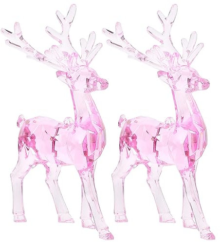 Amosfun 2pcs Acrylic Elk Ornaments Blush Christmas Tree Decorations Pendant for Holiday Festivities for Friends and Family for Tree and Showcase Decor