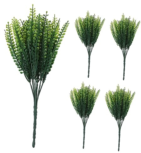 Amosfun 5pcs Artificial Grass Plant Decoration Realistic Faux Plant Stems for Home Office and Wedding Table Centerpieces Easy Care Houseplant Decor