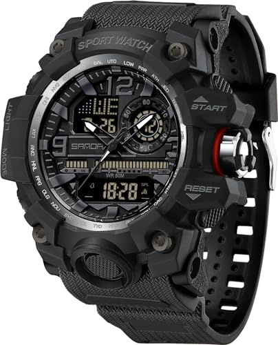 Herren Militär Uhr Digital Sportuhr Outdoor Armbanduhr Herren mit Wecker Datum Digitaluhr für Jugendliche Tactical Watch Herrenuhren 50M Wasserdicht 12/24 Stunden