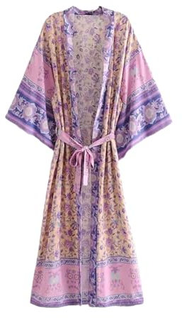 Hgvcfcv Coprispalle Oversize con Spolverino Stile Ampio, Stampa Boho, Abito Lungo A Kimono, Copricostume da Donna Femme