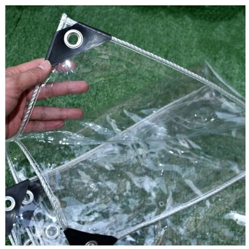 Rygcrud Bâche Transparente Imperméable, Bâche en PVC avec œillets, Epaisseur 15ml, Imperméable à la poussière et à la Pluie pour Jardin Patio Pergola Cover (Couleur : Clair, Taille : 2.4x6m)