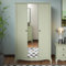 Galano Stella 3 Door Wardrobe with Mirror - Stylish & Sturdy Wardrobe with Bar Gold Metal Handle - Bedroom Furniture Unit with Hanging Rail Storage (Light Green)