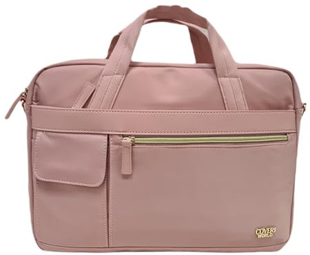 Borsa Donna In Nylon Cartella Multitasche Portacomputer Portadocumenti Multiuso Art. 1769 Dimensioni 40 X 30 X 6 cm Marchio Coveri (ROSA)