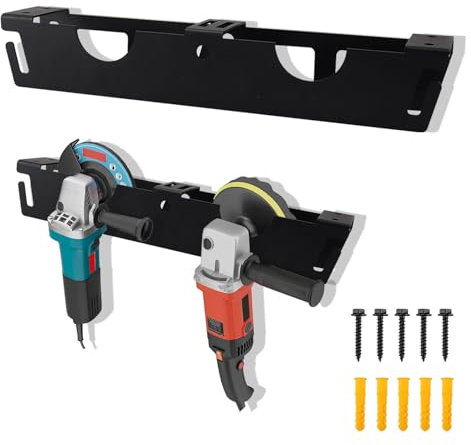 GAESHOW Soporte de Pared para Amoladora Angular, Amoladora Angular de Pared con Tornillos de FijacióN, Estante de Almacenamiento, Herramientas EléCtricas para Cortadores, Pulidores, Garaje, Negro