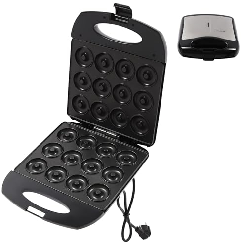 Mini Donut Maker für 12 kleine Donuts, inkl. Backampel & Antihaftbeschichtung, 1200W Donutmaker, Donuts Backform
