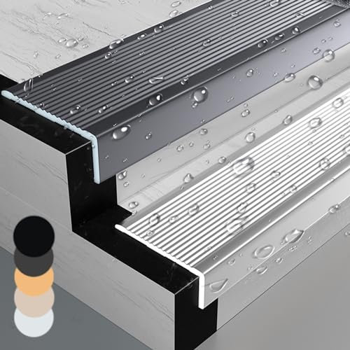 Bande de transition en aluminium durable et antidérapante pour rebord d'escalier extérieur et intérieur, rebord de fenêtre, garniture décorative pour protéger les carreaux/bords d'escalier,