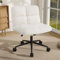 COSTWAY Chaise de Bureau en Imitation Laine d'agneau, Chaise sans Accoudoirs à roulettes avec Assise Large, Hauteur Réglable, Charge 160 kg, Chaise Pivotante pour Bureau, Salon, Chambre, Beige