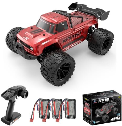 Teeggi Ferngesteuertes Auto 75km/h 3S Batterie, 1:14 Bürstenloser Motor RC Hohe Geschwindigkeit Offroad Drift Rennauto, 4WD Off Road Race Buggy für Erwachsene, 3 Batterien(Rosa)